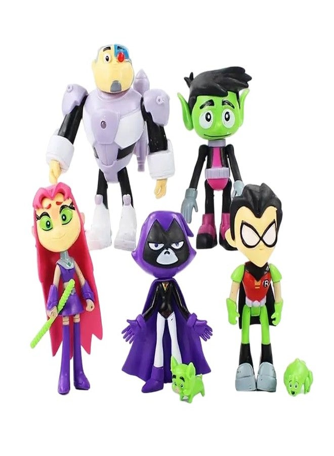 Trunkin Teen Titans Beast Boy Anime Movie Steel Bones Starfire Raven Handyman Office Boy Action Figure 8CM Anime Figurine Collectible - Image 1
